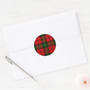 Kerr tartan red green plaid classic round sticker