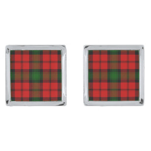 Kerr tartan red green plaid cufflinks
