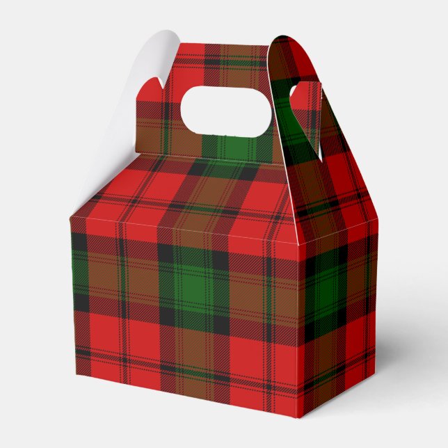 Kerr tartan red green plaid favor boxes (Front Side)