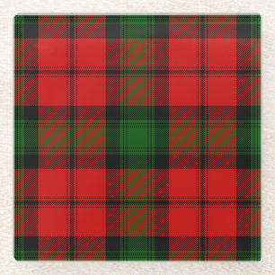 Kerr tartan red green plaid glass coaster