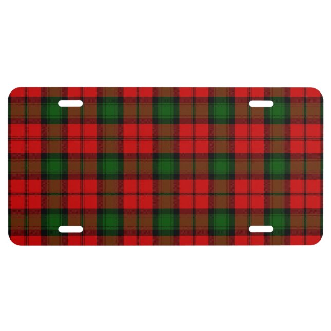 Kerr tartan red green plaid license plate (Front)