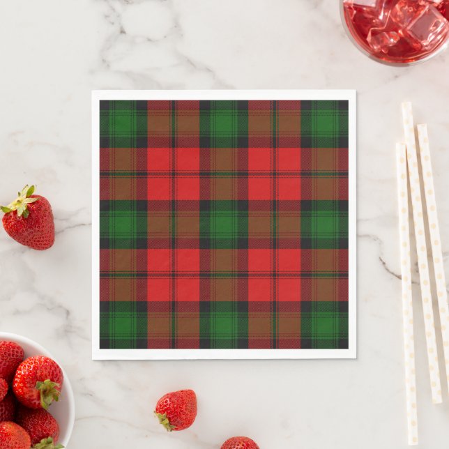 Kerr tartan red green plaid napkins (Insitu)