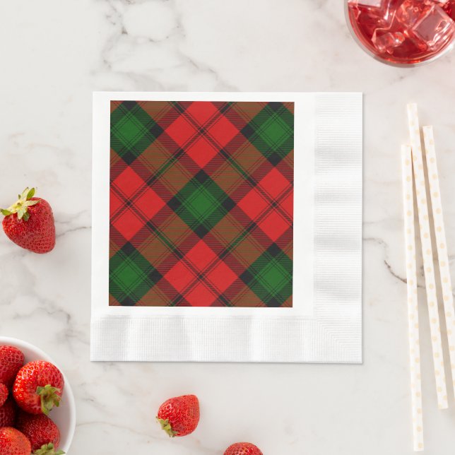 Kerr tartan red green plaid napkins (Insitu)
