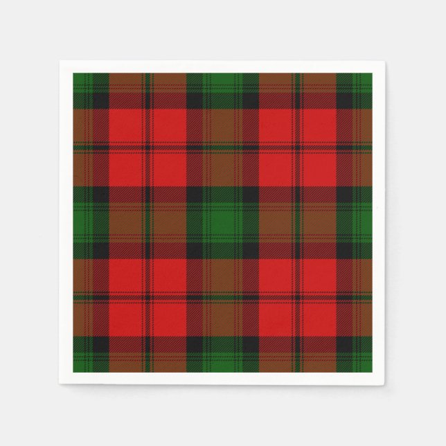 Kerr tartan red green plaid paper napkins (Front)