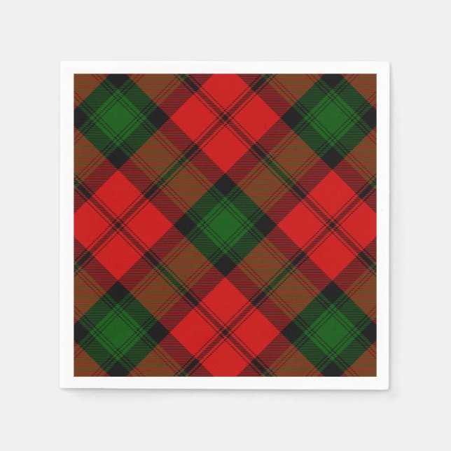 Kerr tartan red green plaid paper napkins (Front)