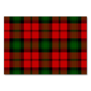 Kerr tartan red green plaid table number