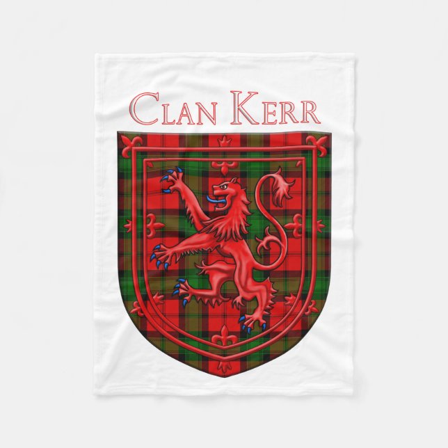 Kerr Tartan Scottish Plaid Lion Rampant Fleece Blanket (Front)