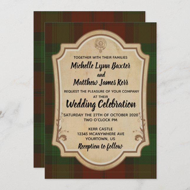 Kerr Tartan Wedding Invitation (Front/Back)
