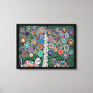 Kerri Ambrosino Art Canvas Tree of Life Cats Print