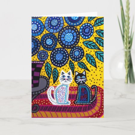 Kerri Ambrosino Art Card Cats Flowers Friends