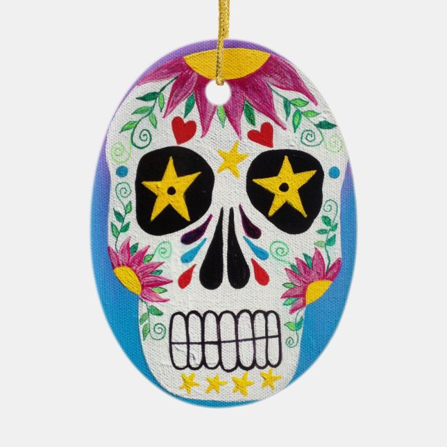 Kerri Ambrosino Art Ornament Sugar Skull (Front)