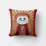 Kerri Ambrosino Art Pillow Cat Angel Red Gold at Zazzle