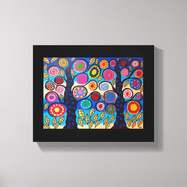 Kerri Ambrosino Mexican Folk Art Tree of Life Blue Canvas Print (Front)