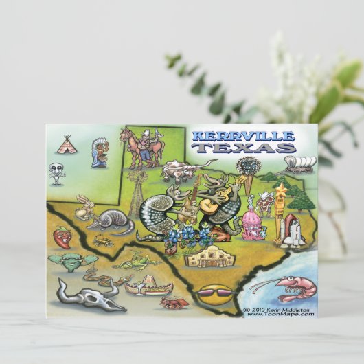Kerrville TEXAS Map Card (Standing Front)