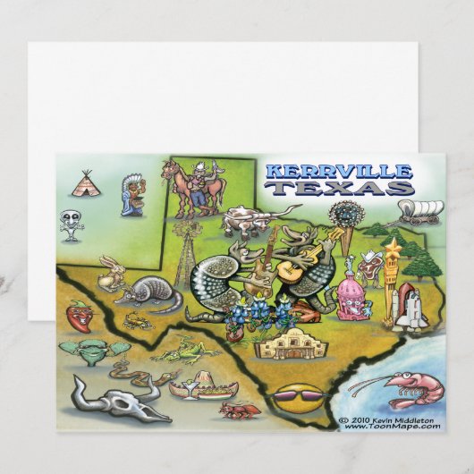 Kerrville TEXAS Map Card (Front/Back)