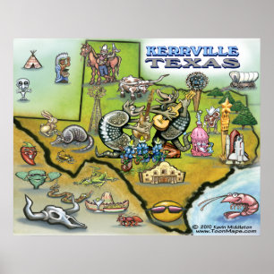 Kerrville TEXAS Map Poster