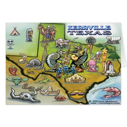 Kerrville TEXAS Map Tee Cards (Front Horizontal)