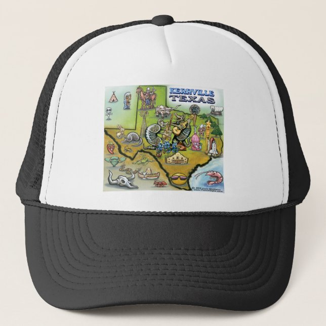 Kerrville TEXAS Map Tee Trucker Hat (Front)