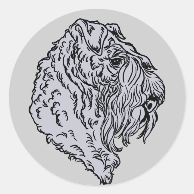 Kerry Blue Terrier Bust Classic Round Sticker (Front)