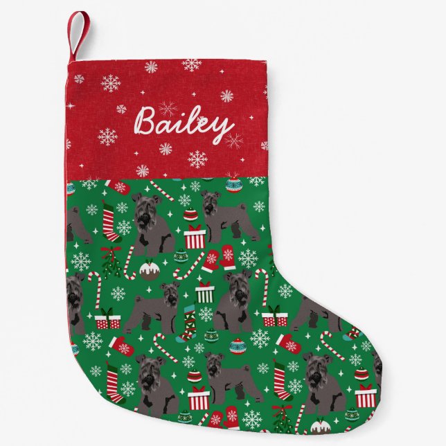 Kerry Blue Terrier Christmas dog custom name Small Christmas Stocking (Front)
