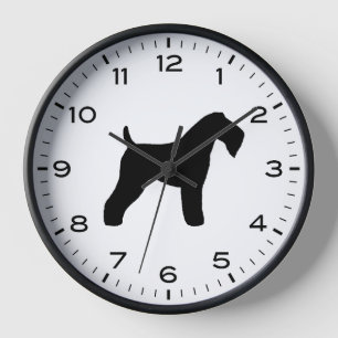 Kerry Blue Terrier Dog Breed Silhouette Clock
