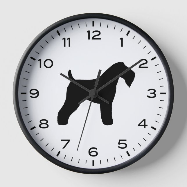 Kerry Blue Terrier Dog Breed Silhouette Clock (Front)