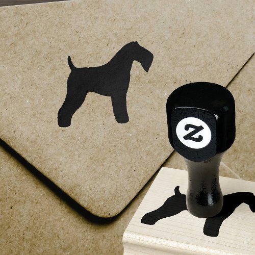 Kerry Blue Terrier Dog Breed Silhouette Rubber Stamp