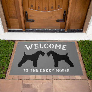 Kerry Blue Terrier Dog Breed Silhouettes Custom Doormat