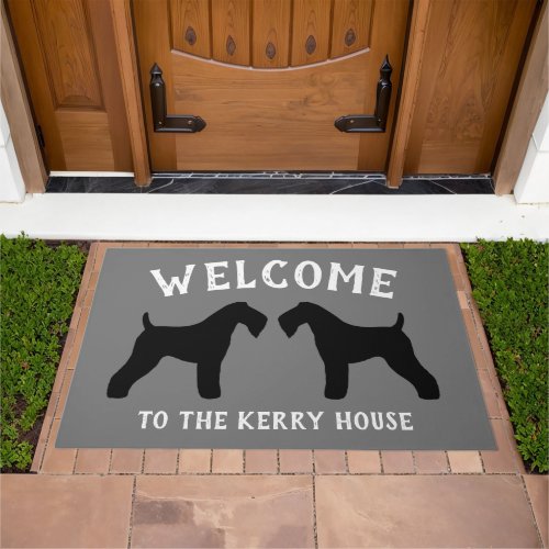 Kerry Blue Terrier Dog Breed Silhouettes Custom Doormat