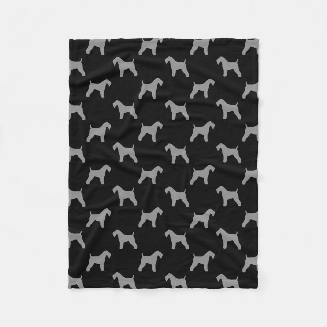 Kerry Blue Terrier Dog Breed Silhouettes Pattern Fleece Blanket (Front)