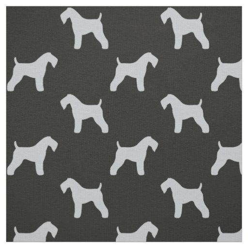 Kerry Blue Terrier Dog Breed Silhouettes Patterned Fabric
