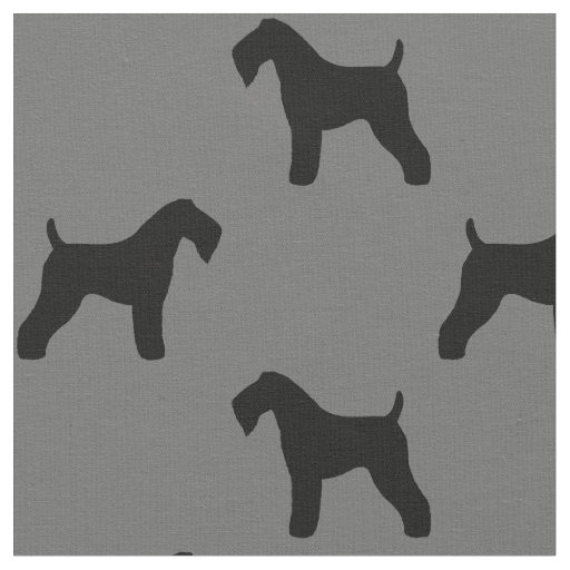 Kerry Blue Terrier Dog Breed Silhouettes Patterned Fabric