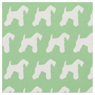 Kerry Blue Terrier Dog Silhouette Pet Sage Green Fabric