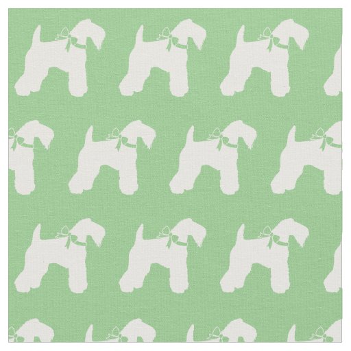 Kerry Blue Terrier Dog Silhouette Pet Sage Green Fabric