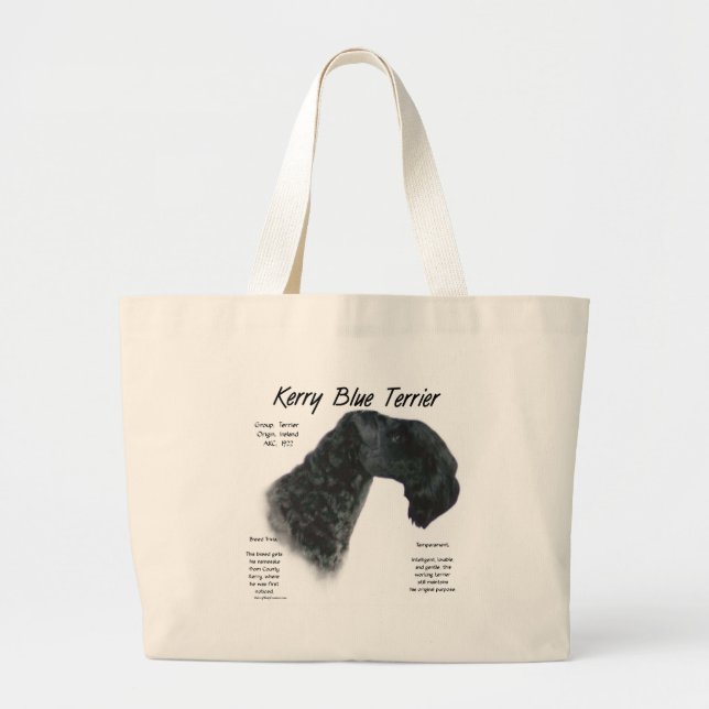 Kerry Blue Terrier History Design Large Tote Bag (Front)