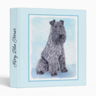 Kerry Blue Terrier Painting Cute Original Dog Art 3 Ring Binder