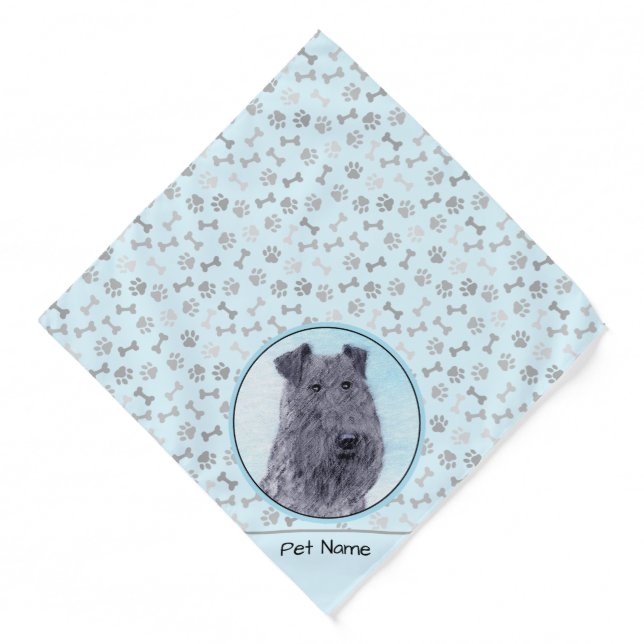 Kerry Blue Terrier Painting Cute Original Dog Art Bandana (Front)