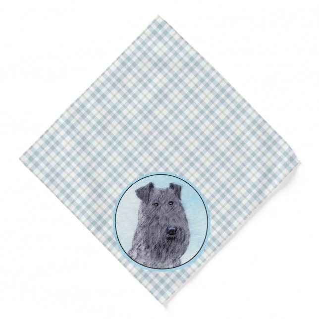 Kerry Blue Terrier Painting Cute Original Dog Art Bandana (Front)