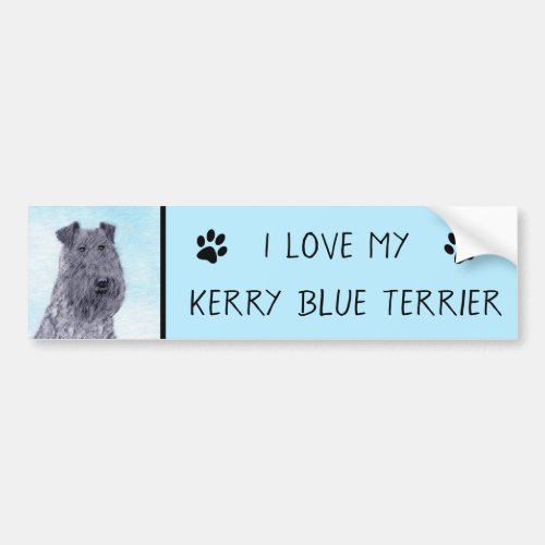 Kerry Blue Terrier Painting Cute Original Dog Art Bumper Sticker