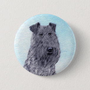 Kerry Blue Terrier Painting Cute Original Dog Art Button