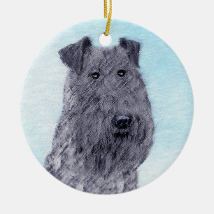 Kerry Blue Terrier Painting Cute Original Dog Art Ceramic Ornament