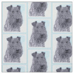 Kerry Blue Terrier Painting Cute Original Dog Art Fabric