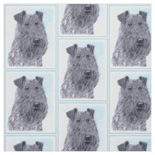 Kerry Blue Terrier Painting Cute Original Dog Art Fabric