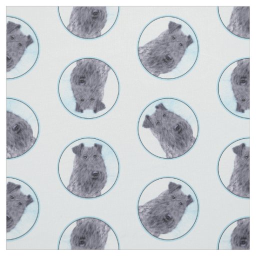 Kerry Blue Terrier Painting Cute Original Dog Art Fabric