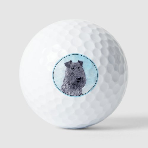Kerry Blue Terrier Painting Cute Original Dog Art Golf Balls