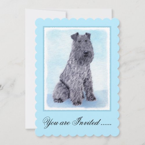 Kerry Blue Terrier Painting Cute Original Dog Art Invitation