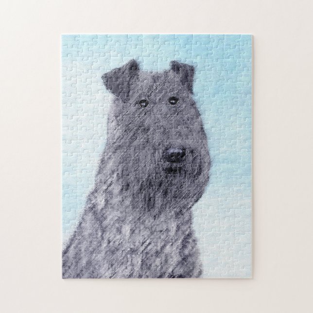 Kerry Blue Terrier Painting Cute Original Dog Art Jigsaw Puzzle (Vertical)