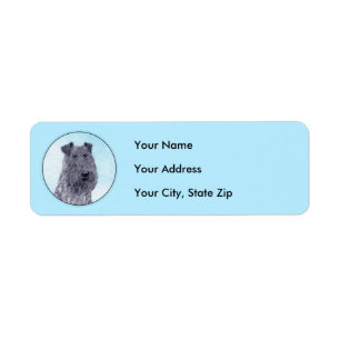 Kerry Blue Terrier Painting Cute Original Dog Art Label