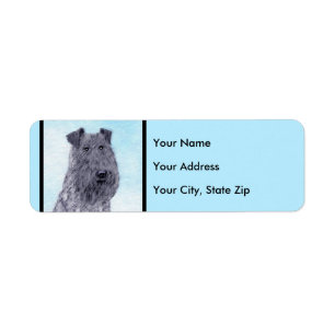 Kerry Blue Terrier Painting Cute Original Dog Art Label