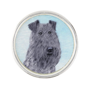 Kerry Blue Terrier Painting Cute Original Dog Art Lapel Pin